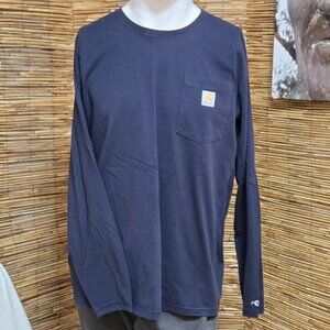 men's Carhartt Long Sleeve Pullover Shirt in Navy